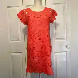 Mystree Women's Coral Lace Dress Floral Pink Size Medium